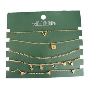 Wild Fable gold tone choker set 5 necklaces NWT